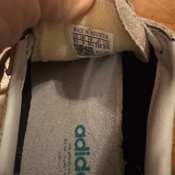 Adidas Handball Skezial Sneakers Kids 3.5Y Retro 70s Sporty Grey Teal Lace Up - Picture 10 of 10